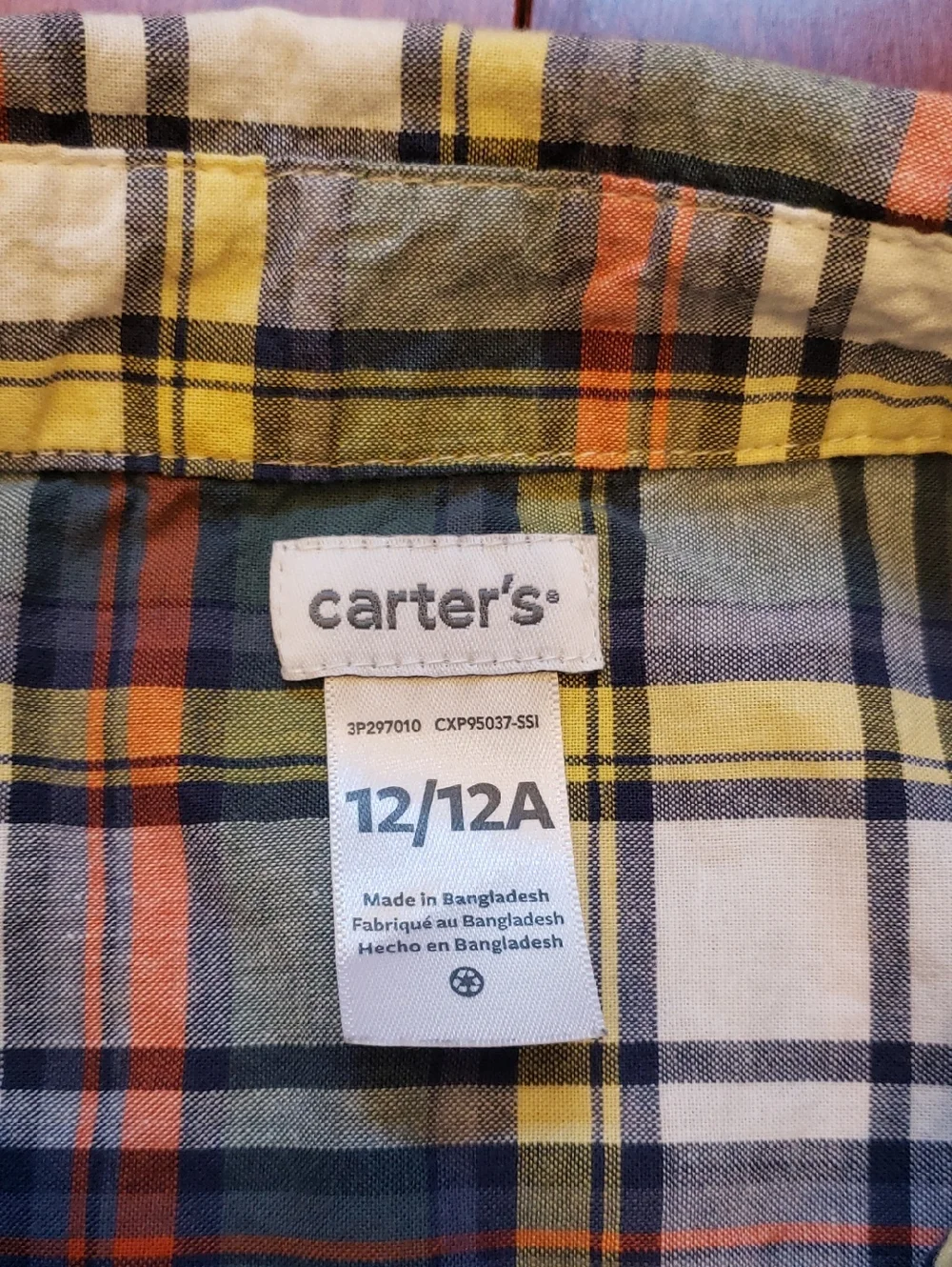Carter's Boys size 12 Plaid Button Down Shirts.